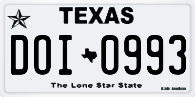 TX license plate DOI0993