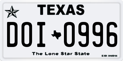 TX license plate DOI0996