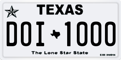 TX license plate DOI1000