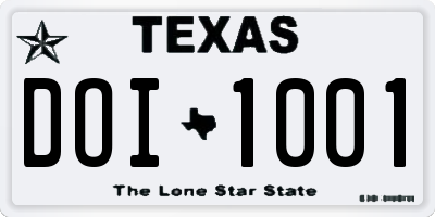TX license plate DOI1001