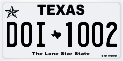 TX license plate DOI1002