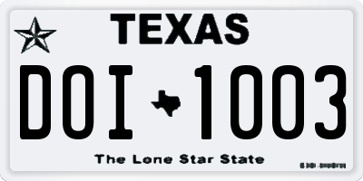 TX license plate DOI1003