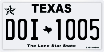 TX license plate DOI1005