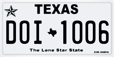 TX license plate DOI1006