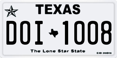 TX license plate DOI1008