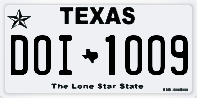 TX license plate DOI1009