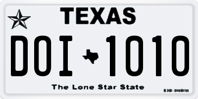 TX license plate DOI1010