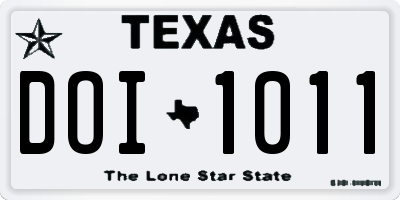 TX license plate DOI1011