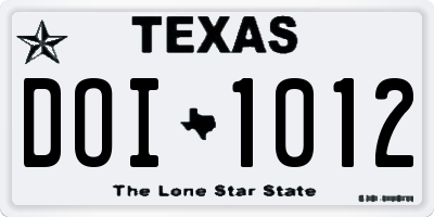 TX license plate DOI1012