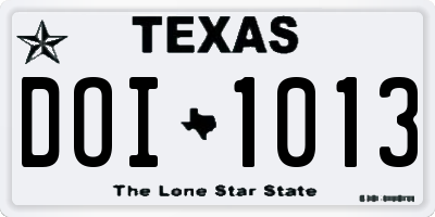 TX license plate DOI1013