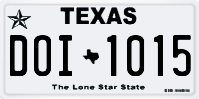 TX license plate DOI1015