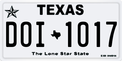 TX license plate DOI1017
