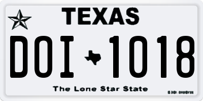 TX license plate DOI1018