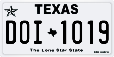 TX license plate DOI1019