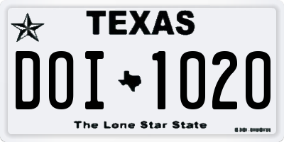 TX license plate DOI1020
