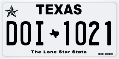 TX license plate DOI1021