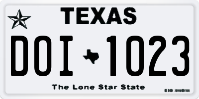 TX license plate DOI1023