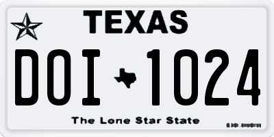 TX license plate DOI1024