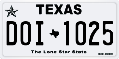 TX license plate DOI1025