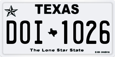 TX license plate DOI1026