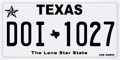 TX license plate DOI1027