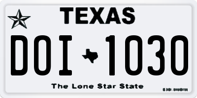 TX license plate DOI1030