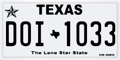 TX license plate DOI1033