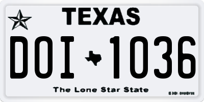 TX license plate DOI1036