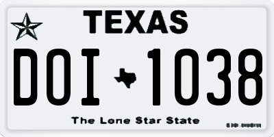 TX license plate DOI1038
