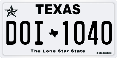 TX license plate DOI1040