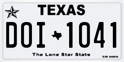 TX license plate DOI1041