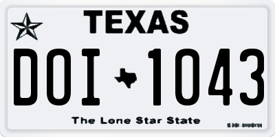 TX license plate DOI1043