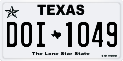 TX license plate DOI1049