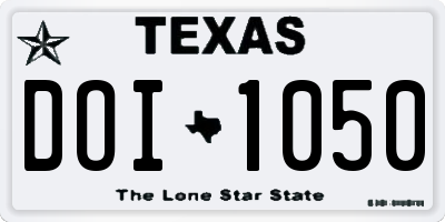 TX license plate DOI1050