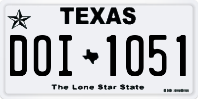 TX license plate DOI1051