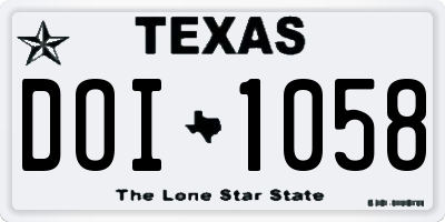 TX license plate DOI1058