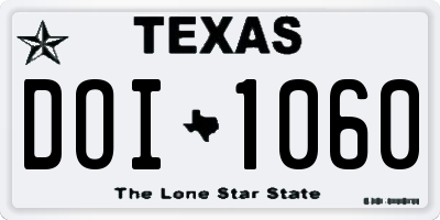 TX license plate DOI1060