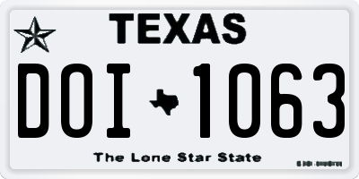 TX license plate DOI1063