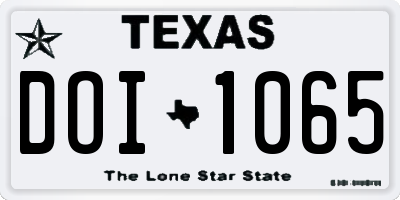 TX license plate DOI1065