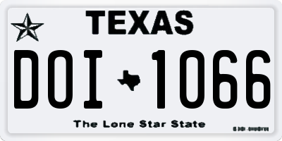 TX license plate DOI1066