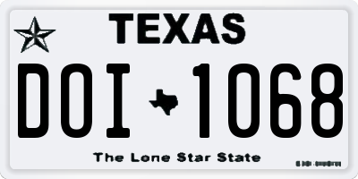 TX license plate DOI1068