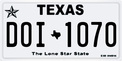 TX license plate DOI1070