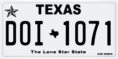 TX license plate DOI1071