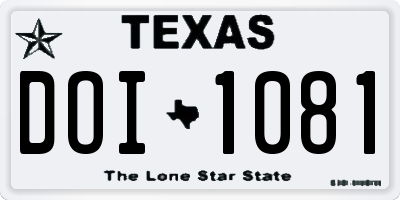 TX license plate DOI1081