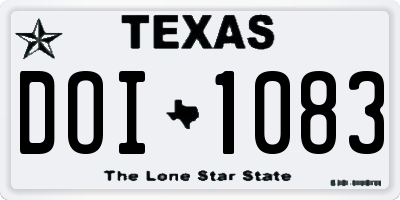 TX license plate DOI1083