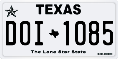 TX license plate DOI1085