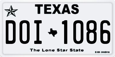 TX license plate DOI1086