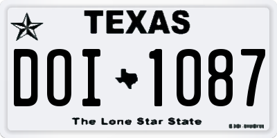 TX license plate DOI1087