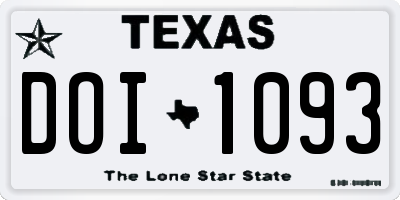 TX license plate DOI1093