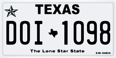 TX license plate DOI1098